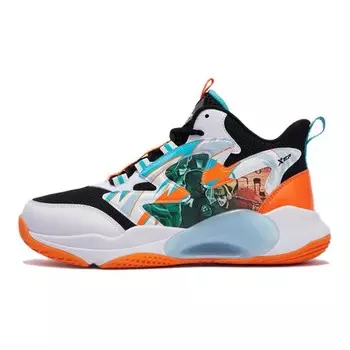 Детские баскетбольные кроссовки GS Mid-top черные/новые белые/ярко-синие Xtep, черный/синий