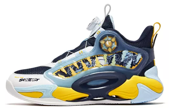 Детские баскетбольные кроссовки GS Mid-top Белые/синие/желтые/черные Qiaodan