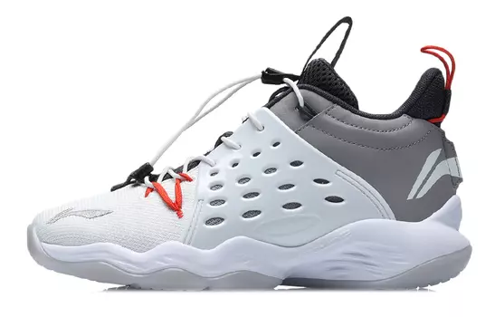 Детские баскетбольные кроссовки GS Mid-top белые/серые Lining Young