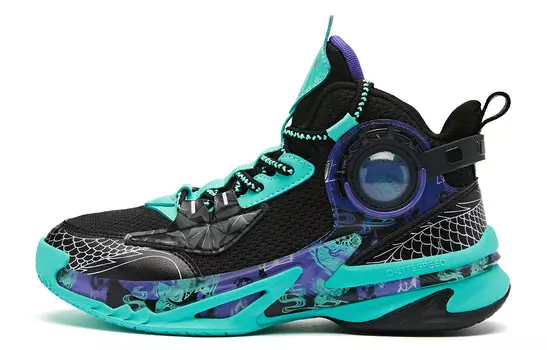 Детские баскетбольные кроссовки GS Mid-top Black/Spring River Green Qiaodan, черный