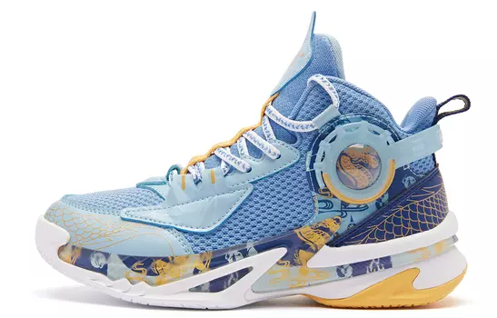 Детские баскетбольные кроссовки GS Mid-top Rhythm Blue/Crescent Blue Qiaodan, синий