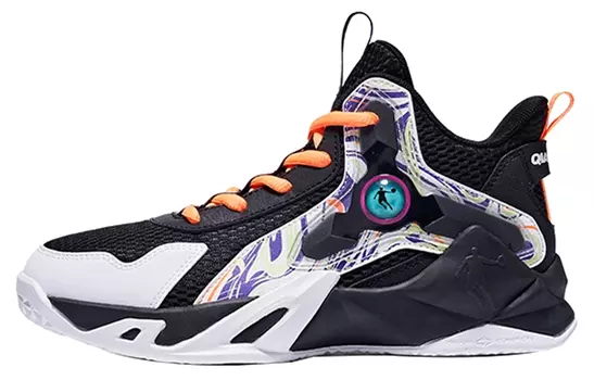 Детские баскетбольные кроссовки GS Mid-top Black/Electric Orange Qiaodan