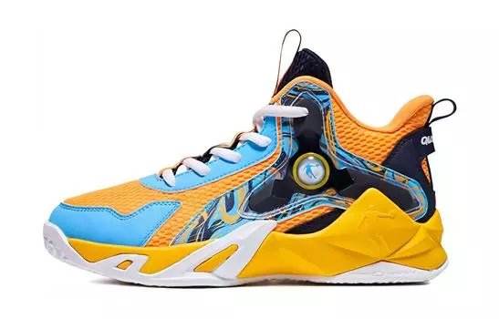 Детские баскетбольные кроссовки GS Mid-top желтые/синие Qiaodan