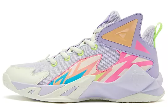 Детские баскетбольные кроссовки GS Mid-top Ice Hydrogen Фиолетовый/слоновая кость Qiaodan, голубой