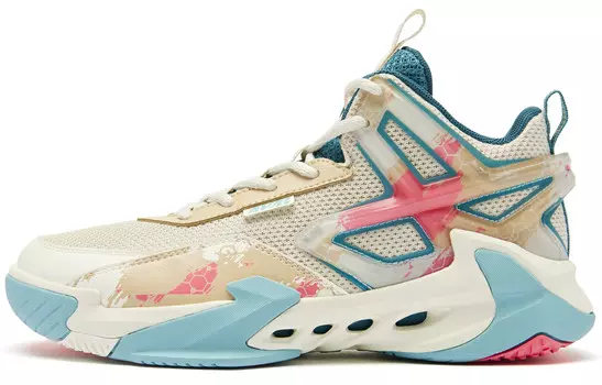 Детские баскетбольные кроссовки GS Mid-top Crescent Moon / Sky Overcast Blue Qiaodan, белый