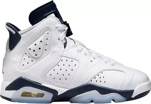 Детские баскетбольные кроссовки Jordan Air Jordan 6 Retro для начальной школы, белый/темно-синий