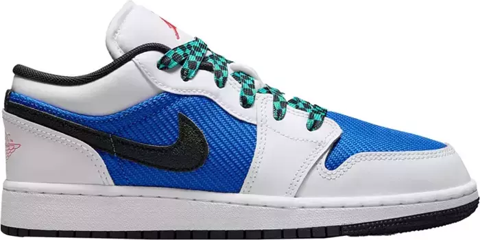 Детские баскетбольные кроссовки Jordan Air Jordan 1 Low SE для начальной школы, черный/синий/зеленый