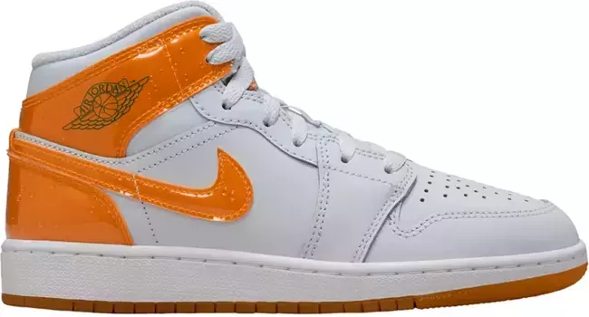Детские баскетбольные кроссовки Jordan Air Jordan 1 Mid SE для начальной школы, оранжевый/серый