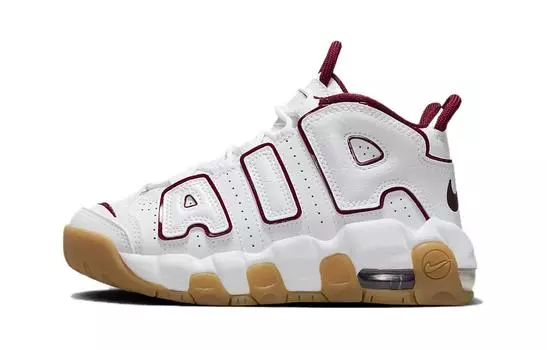 Детские баскетбольные кроссовки Nike Air More Uptempo PS, White/Red