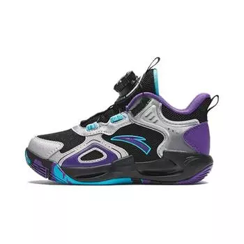 Детские баскетбольные кроссовки PS Mid-top серебристого/черного/фиолетового нефритового цвета Anta Kids, черный