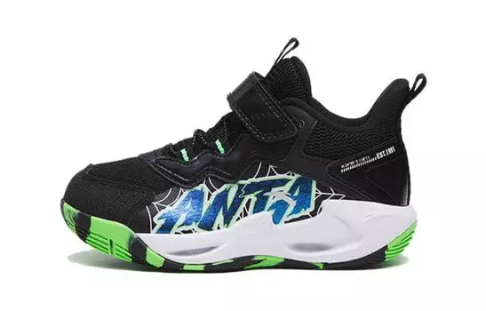 Детские баскетбольные кроссовки PS Mid-top черные/зеленые Anta Kids, черный/зеленый