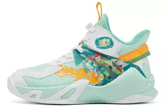 Детские баскетбольные кроссовки PS Mid-top Water Wave Color/эмаль зеленая Qiaodan, светло-зеленый