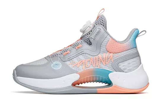 Детские баскетбольные кроссовки Qing Kuang GS Mid-top Fog Grey/Concubine Red Anta Kids