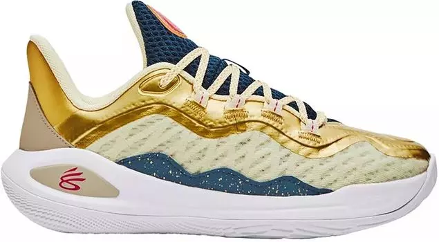 Детские баскетбольные кроссовки Under Armour Curry 11 для начальной школы, золотой/синий