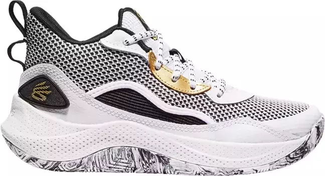 Детские баскетбольные кроссовки Under Armour Curry 3Z 24 для начальной школы, белый/черный/золотой