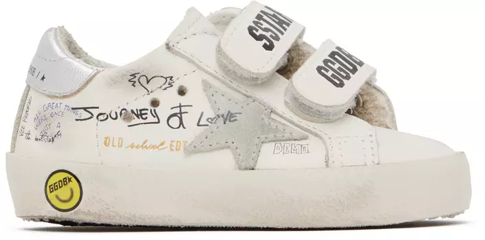 Детские белые кеды Old School Golden Goose, White/Ice/Silver