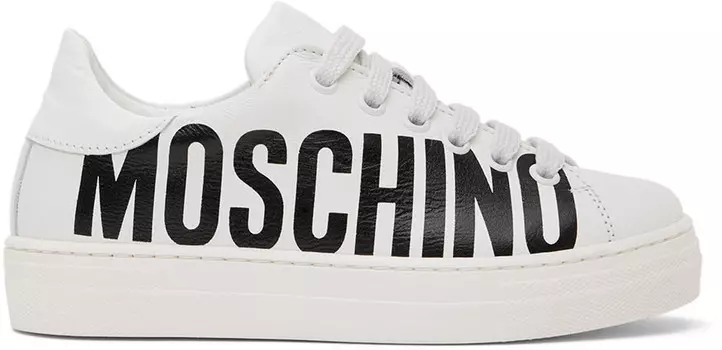 Детские белые кожаные кроссовки Moschino