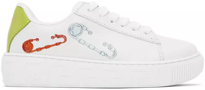 Детские белые кроссовки с английской булавкой Versace