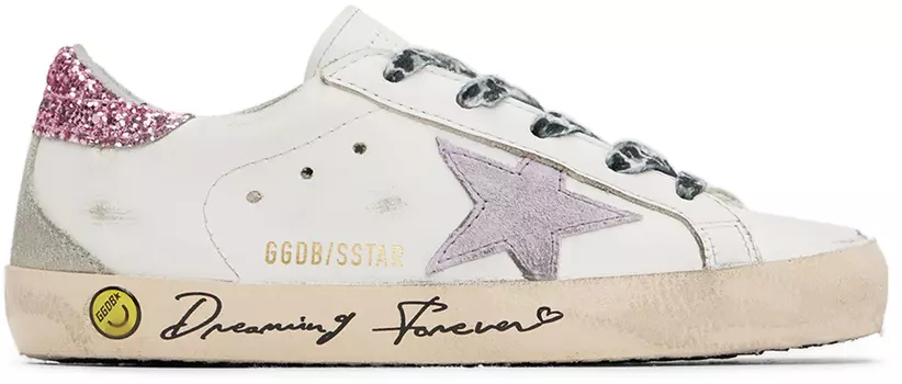 Детские белые кроссовки Super Star Golden Goose