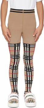 Детские бежевые колготки в клетку Burberry