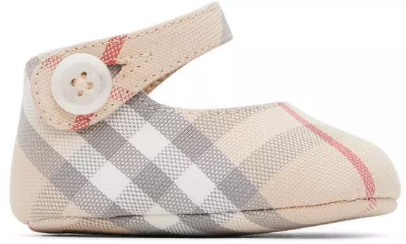 Детские бежевые кроссовки Mary Jane Pre-Walkers Burberry, Pale stone