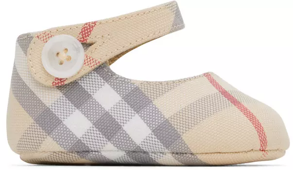 Детские бежевые кроссовки Mary Jane Pre-Walkers Burberry, Pale stone