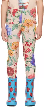 Детские бежевые леггинсы с цветочным принтом Maison Mangostan