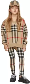 Детские бежевые леггинсы в клетку Burberry