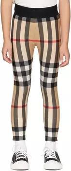 Детские бежевые леггинсы в клетку Burberry