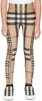 Детские бежевые леггинсы в клетку Burberry