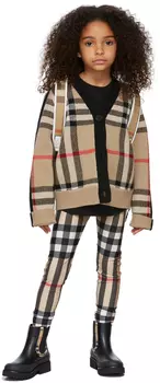Детские бежевые леггинсы в винтажную клетку Burberry