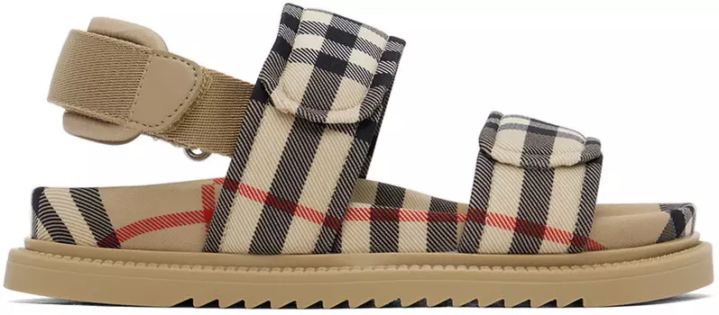 Детские бежевые сандалии в клетку Burberry