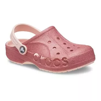 Детские блестящие сабо Crocs Baya Kids, цвет Pink Rose
