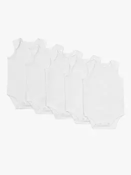 Детские боди без рукавов John Lewis из органического хлопка, 5 шт., белые