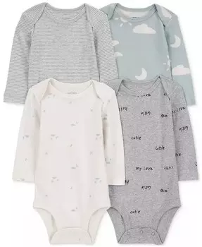 Детские боди Cloud с длинными рукавами, 4 шт Carter'S, серый