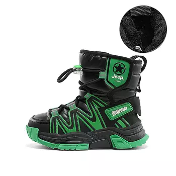 Детские ботинки Kids Green Jeep, черный/зеленый
