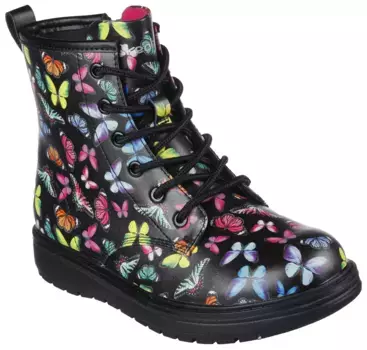 Детские ботинки Skechers на шнуровке "LACE UP BOOT", с принтом бабочки Skechers Kids, цвет Schwarz-Bedruckt
