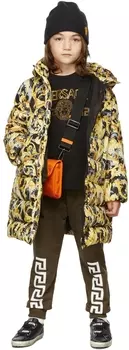 Детские брюки цвета хаки и белого цвета Greca Lounge Versace