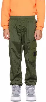 Детские брюки-карго цвета хаки из нейлона Stone Island Junior
