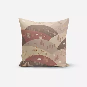 Детские чехлы на подушки лес животные холмы льняной оттенок розовый бежевый разные размеры размер 70х70см (ВхШ) 70х70см (ВхШ) размер Schner-Leben