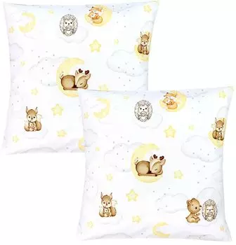 Детские чехлы на подушки TupTam с декоративным рисунком и застежкой-конвертом, комплект из 2 шт., цвет: животные/звезды/серый, размер: 50 x 50 см