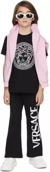 Детские черно-белые брюки Greca Logo Flare Lounge Versace