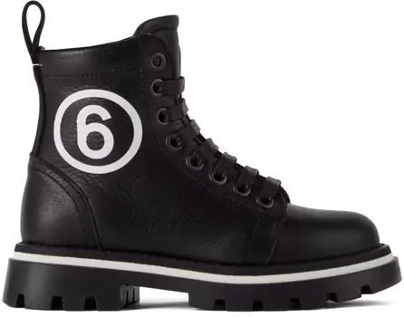 Детские черные ботинки с логотипом MM6 Maison Margiela