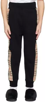 Детские черные брюки для отдыха в клетку Vintage Check со вставками Burberry