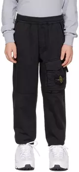 Детские черные брюки-карго, окрашенные в готовом виде Stone Island Junior