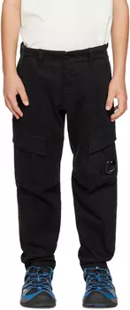 Детские черные брюки-карго персикового цвета C.P. Company Kids