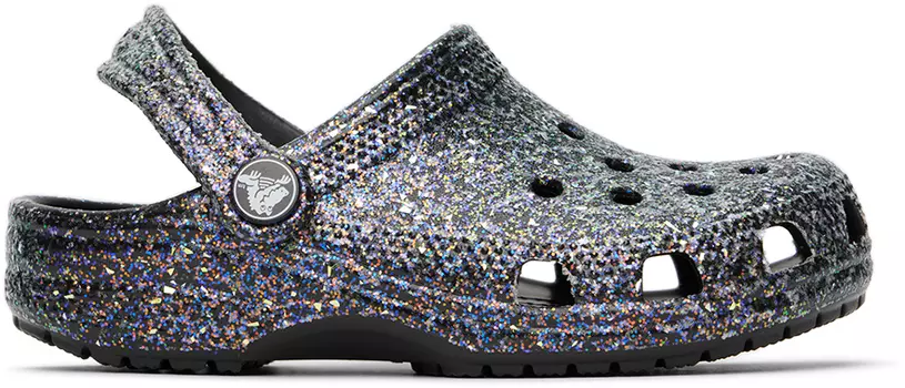 Детские черные классические блестящие сабо Черный/Мульти Crocs