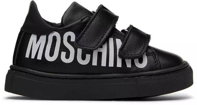 Детские черные кроссовки на липучках Moschino
