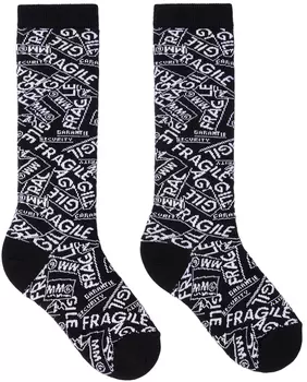 Детские черные носки Fragile с логотипом MM6 Maison Margiela