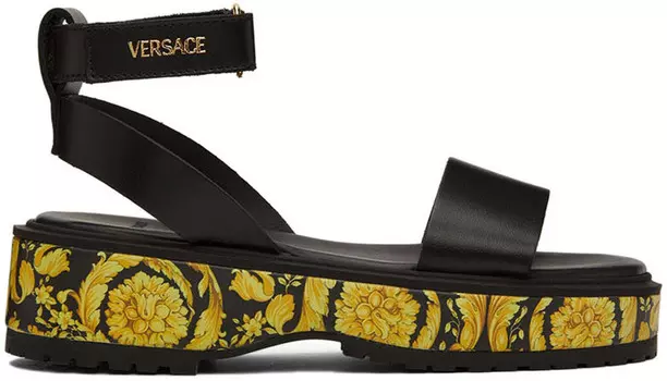 Детские черные сандалии на платформе Barocco Versace